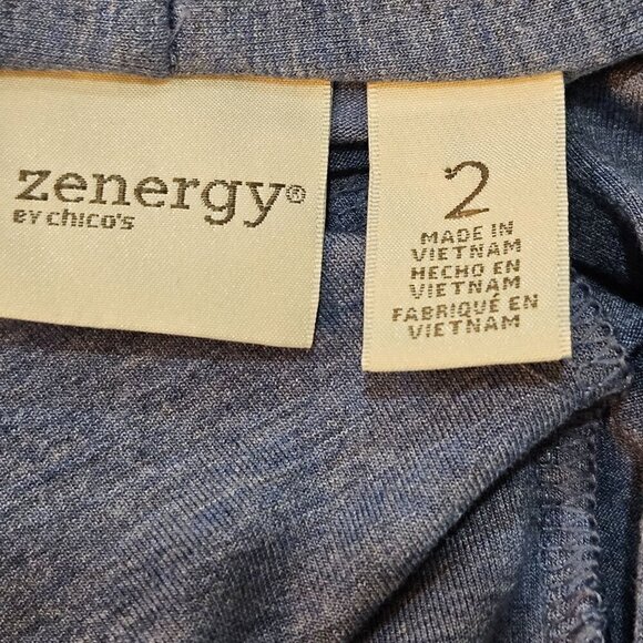 Zenergy By Chico's Blue Knit Cardigan Sweater Draped Size 2 large - Picture 6 of 8